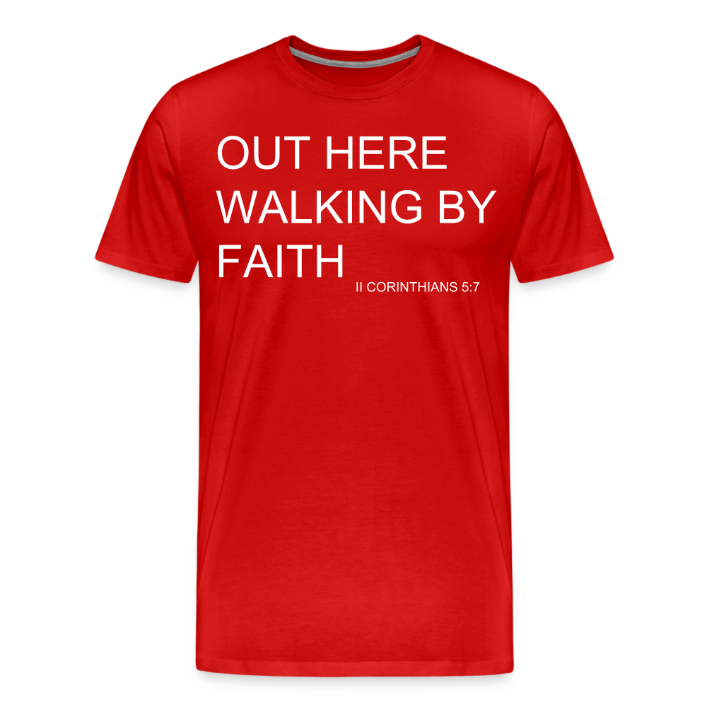 Walking by Faith Men's Premium T-Shirt - red