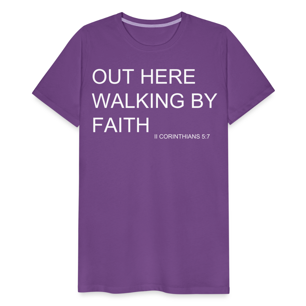 Walking by Faith Men's Premium T-Shirt - purple