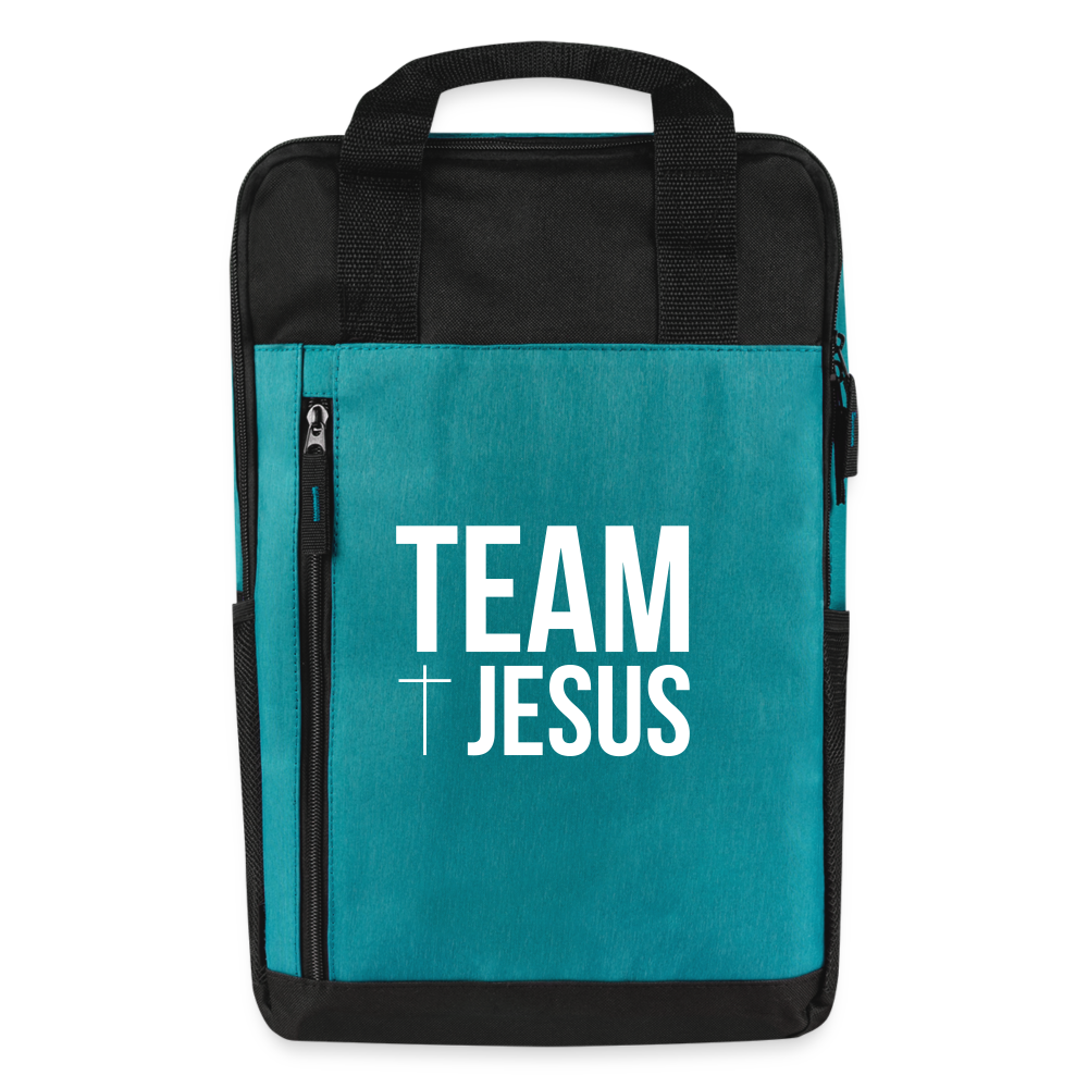 Team Jesus Laptop Backpack - heather teal/black