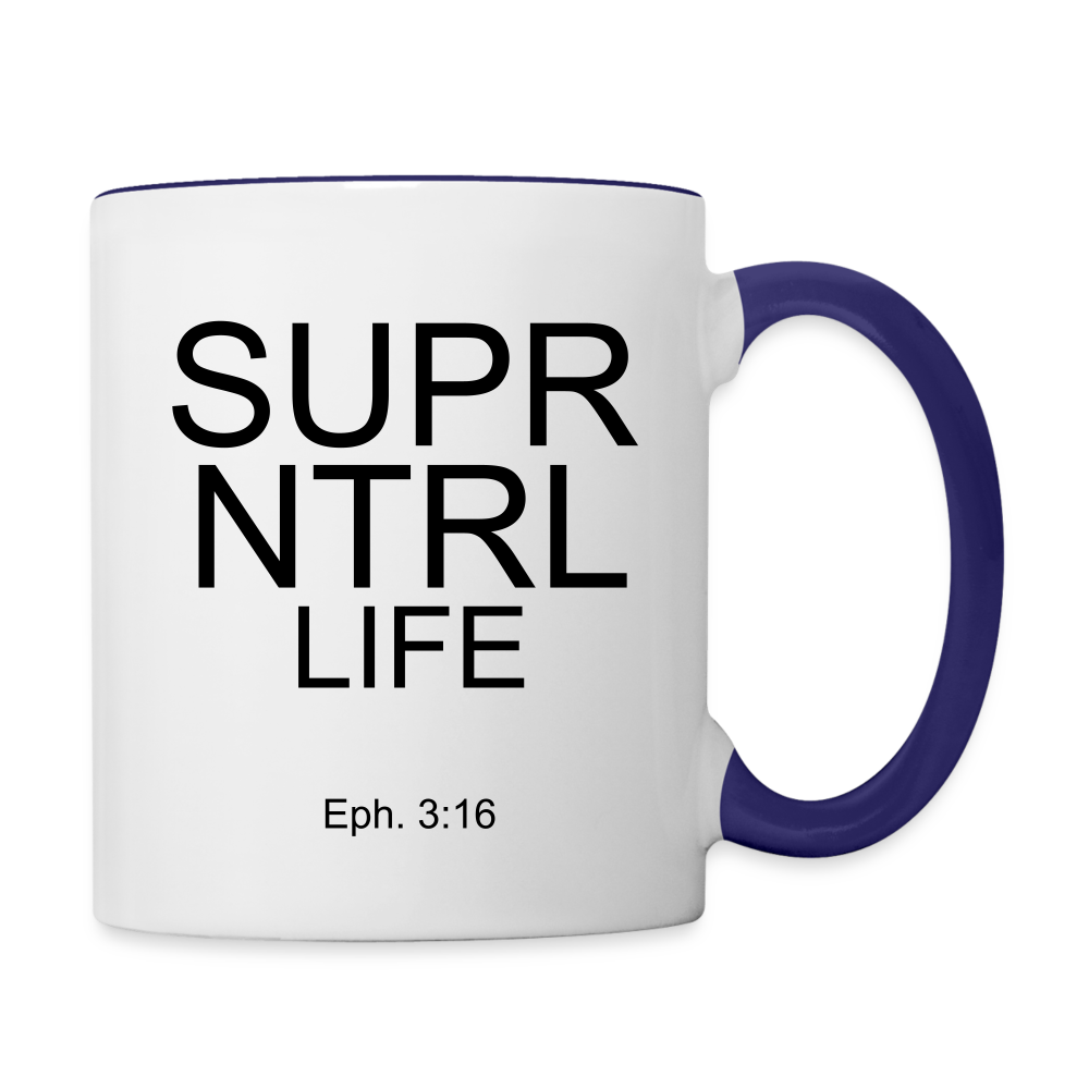 Super Natural Life Contrast Coffee Mug - white/cobalt blue