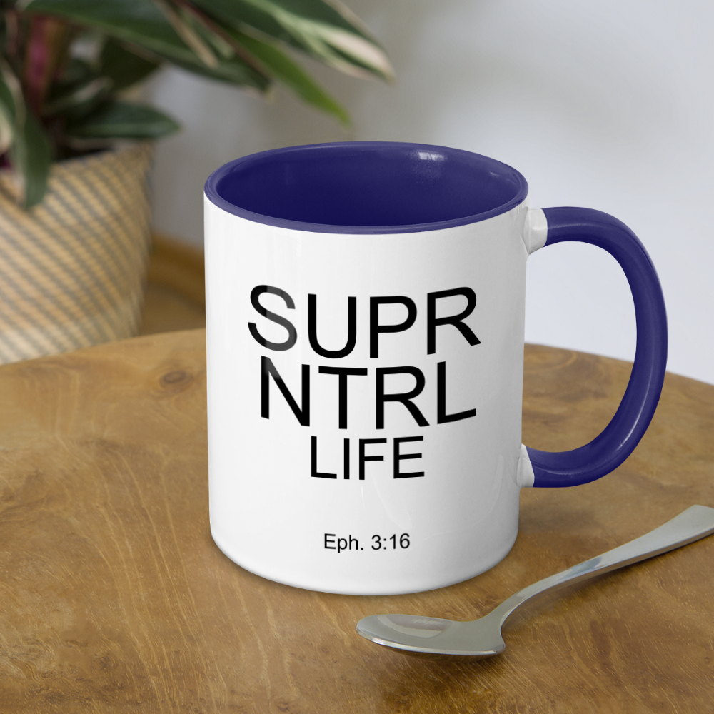 Super Natural Life Contrast Coffee Mug - white/cobalt blue