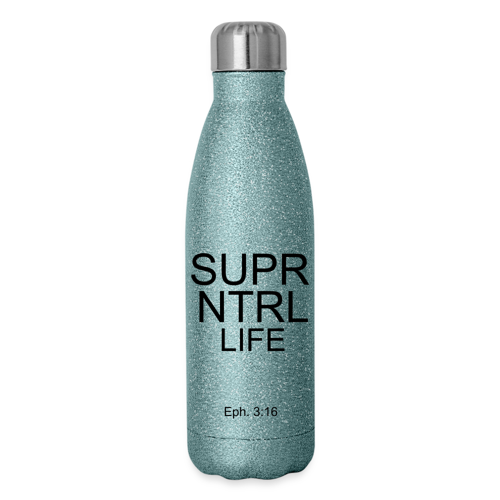 Super Natural Life Insulated Stainless Steel Water Bottle - turquoise glitter