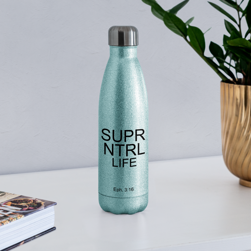 Super Natural Life Insulated Stainless Steel Water Bottle - turquoise glitter