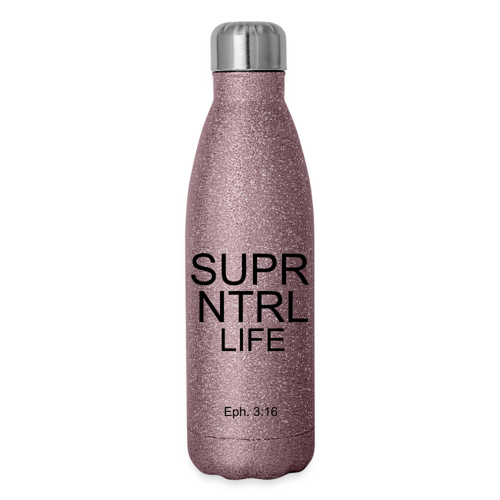 Super Natural Life Insulated Stainless Steel Water Bottle - pink glitter