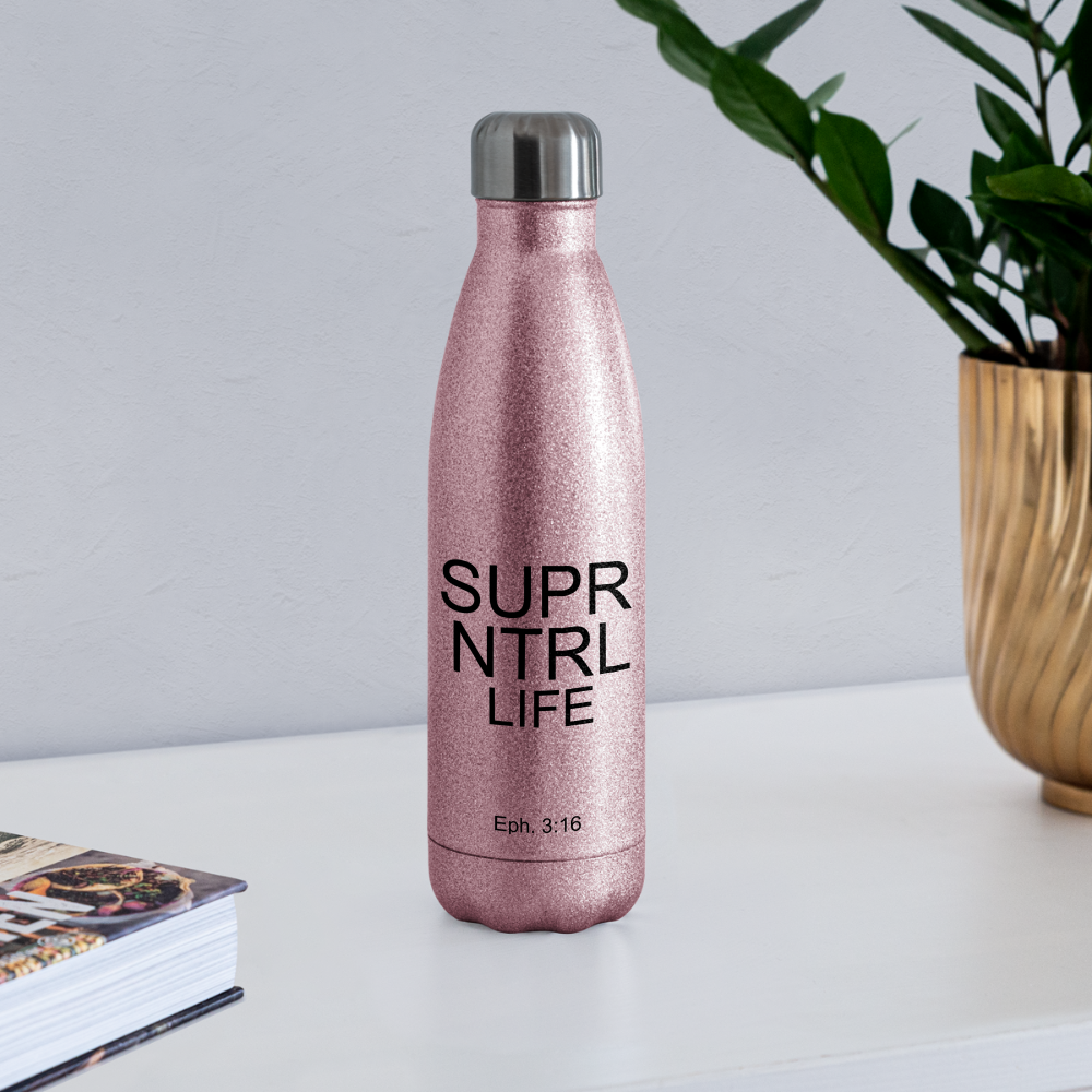 Super Natural Life Insulated Stainless Steel Water Bottle - pink glitter