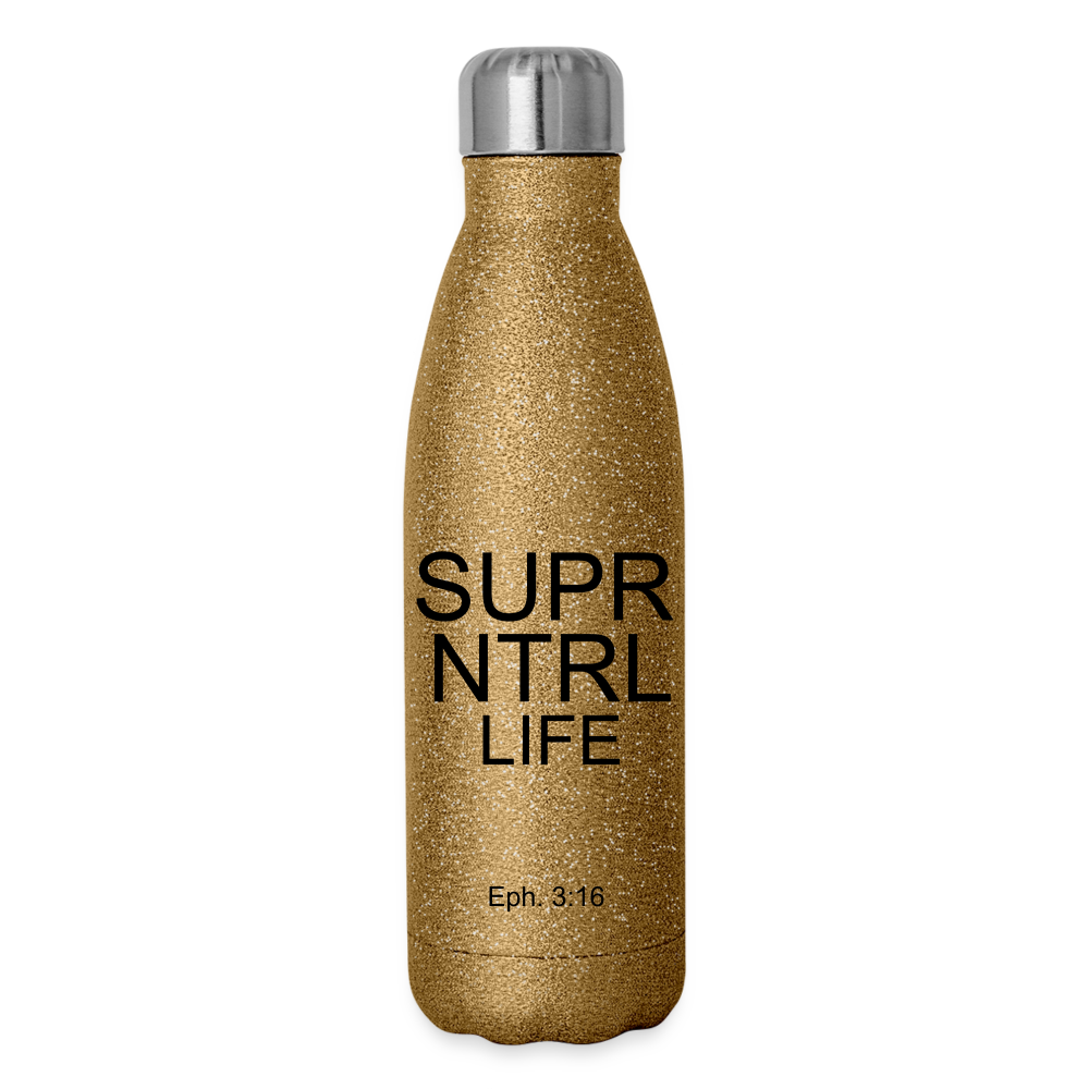 Super Natural Life Insulated Stainless Steel Water Bottle - gold glitter