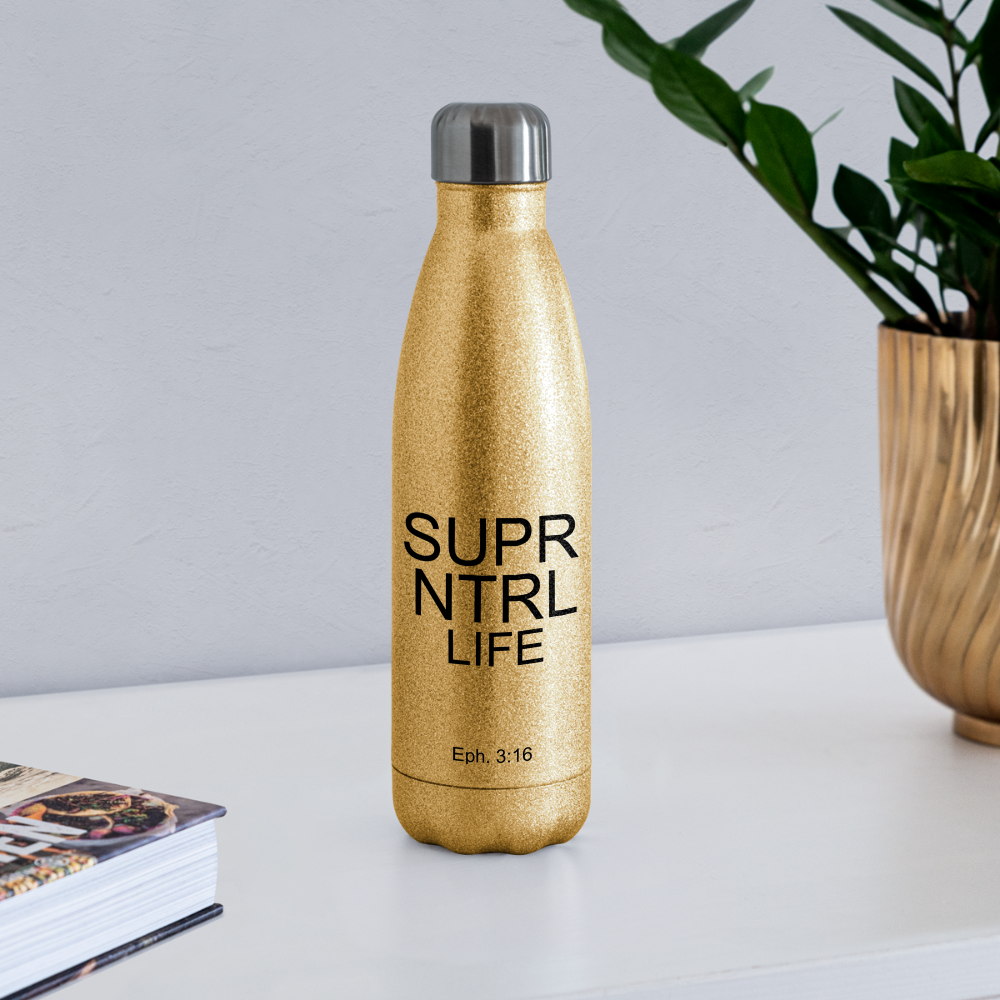 Super Natural Life Insulated Stainless Steel Water Bottle - gold glitter