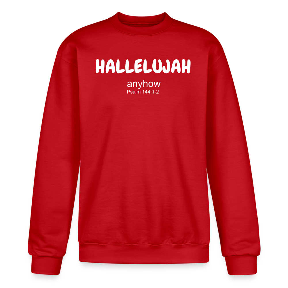 Hallelujah Anyhow Champion Unisex Powerblend Sweatshirt - Scarlet