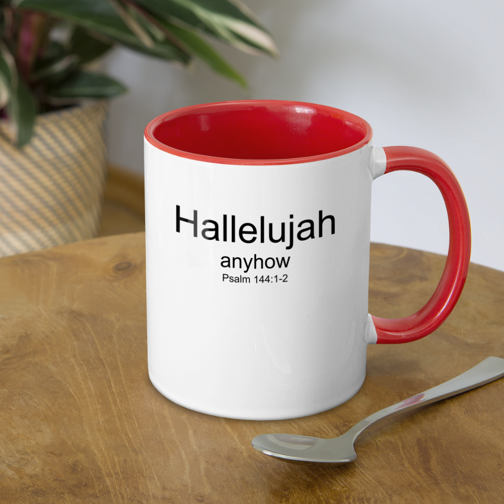 Hallelujah Anyhow Contrast Coffee Mug - white/red