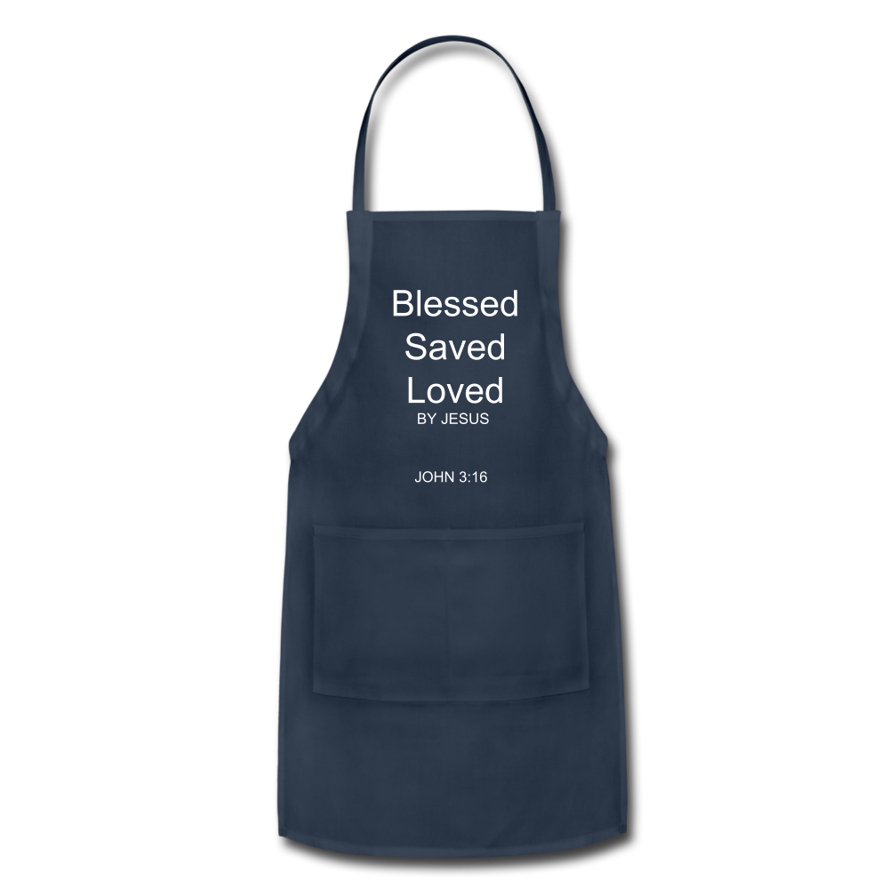 Blessed Saved Loved By Jesus Adjustable Apron Elisheba M6:33