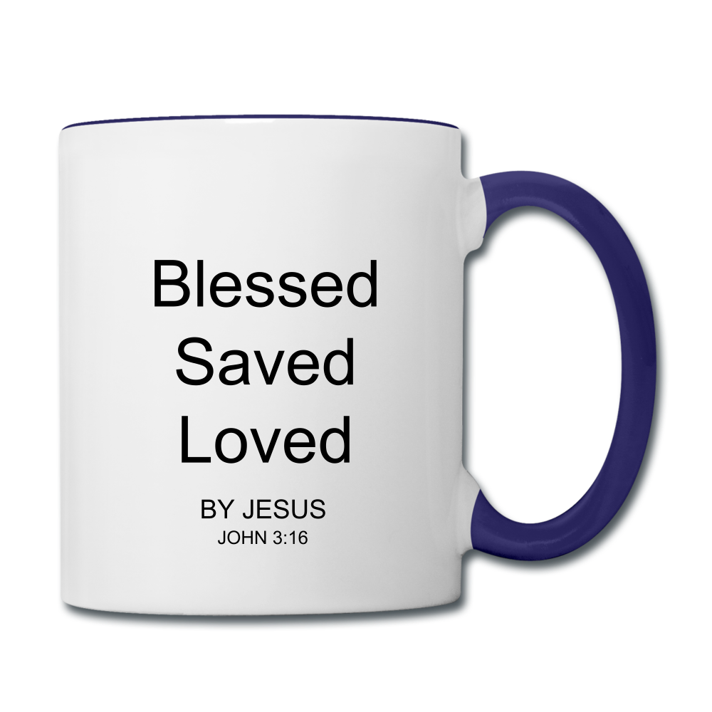 Blessed Saved Loved By Jesus Contrast Coffee Mug Elisheba M6:33