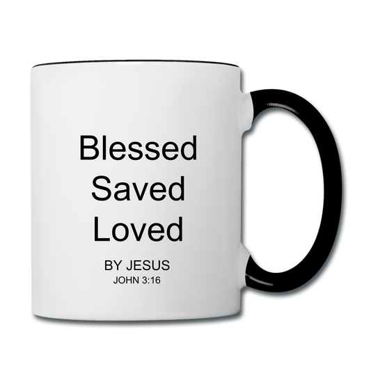 Blessed Saved Loved By Jesus Contrast Coffee Mug Elisheba M6:33