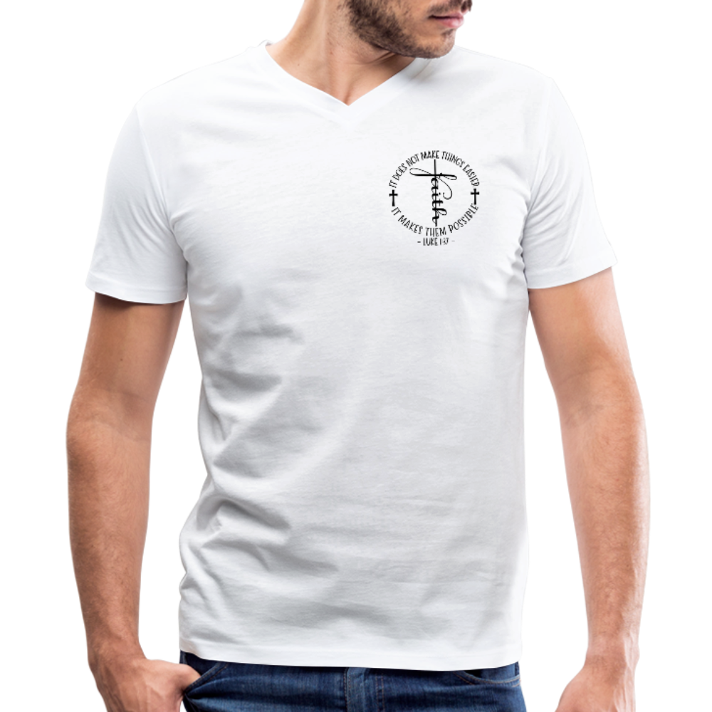 Faith Makes it Possible Men's V-Neck T-Shirt Elisheba M6:33