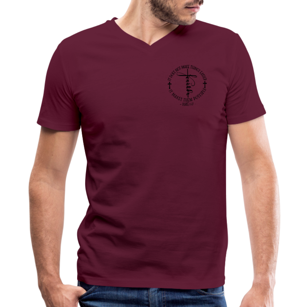 Faith Makes it Possible Men's V-Neck T-Shirt Elisheba M6:33