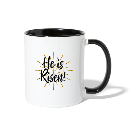 He Is Risen Contrast Coffee Mug Elisheba M6:33