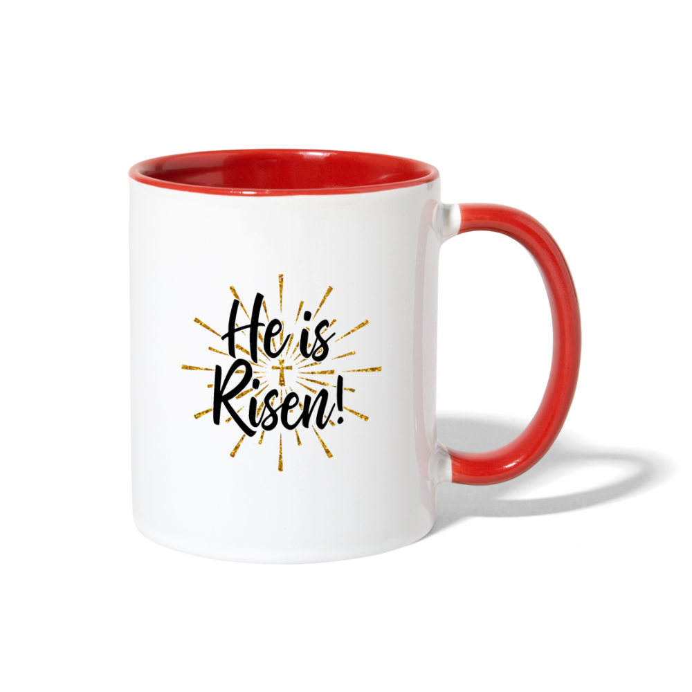 He Is Risen Contrast Coffee Mug Elisheba M6:33