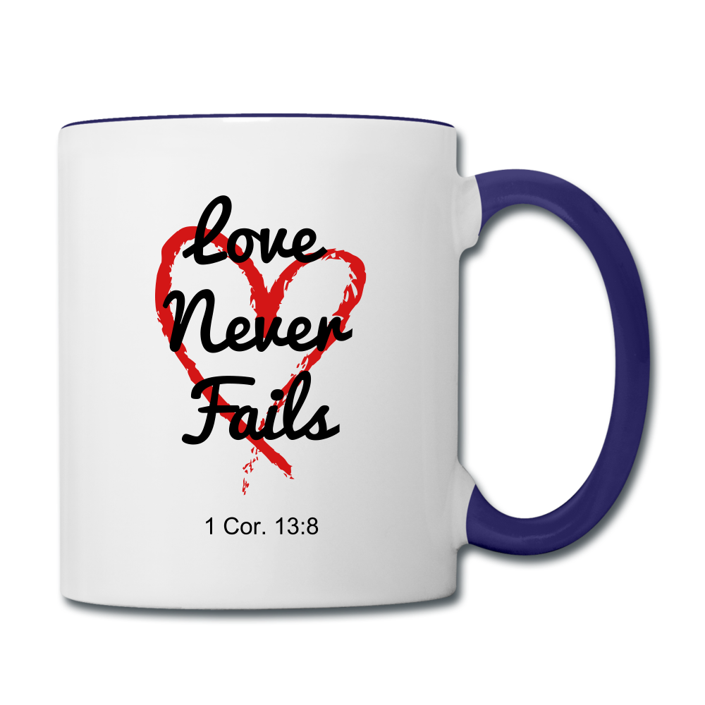 Love Never Fails Contrast Coffee Mug Elisheba M6:33