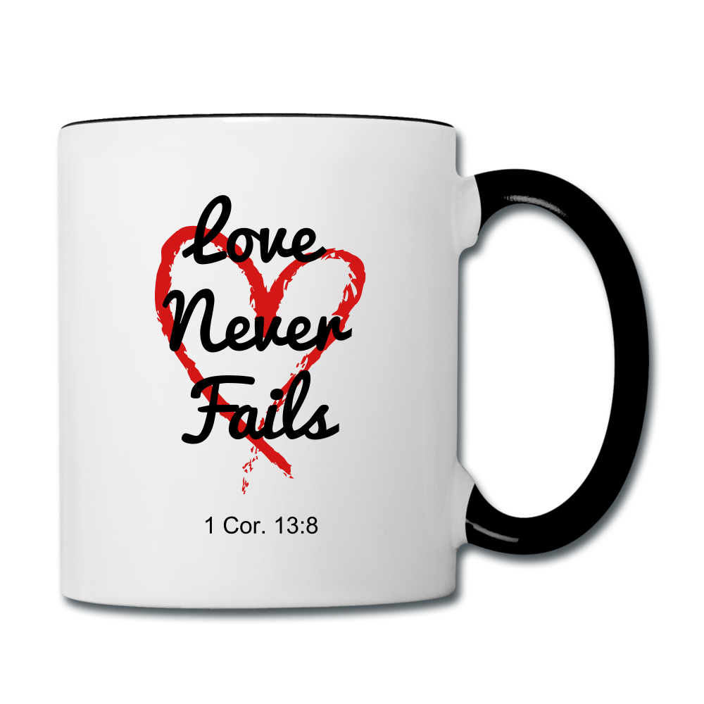 Love Never Fails Contrast Coffee Mug Elisheba M6:33