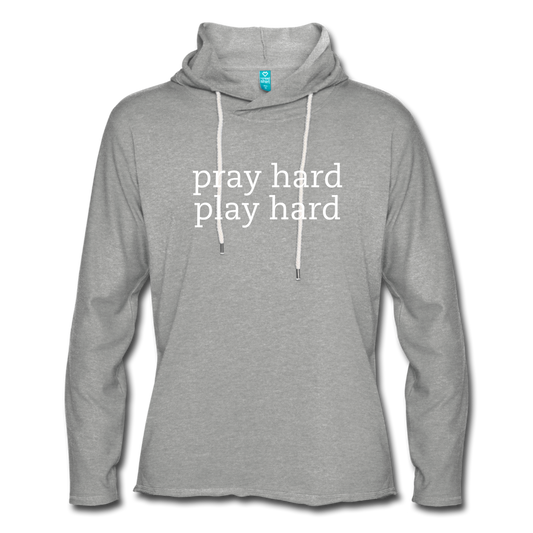 Pray Hard, Play Hard Unisex Lightweight Terry Hoodie Elisheba M6:33