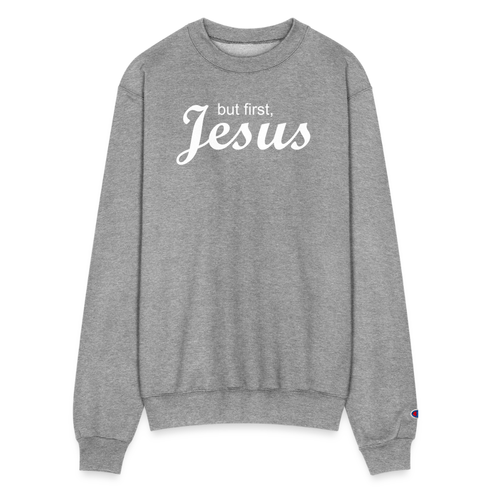 But First Champion Unisex Powerblend Sweatshirt - heather gray