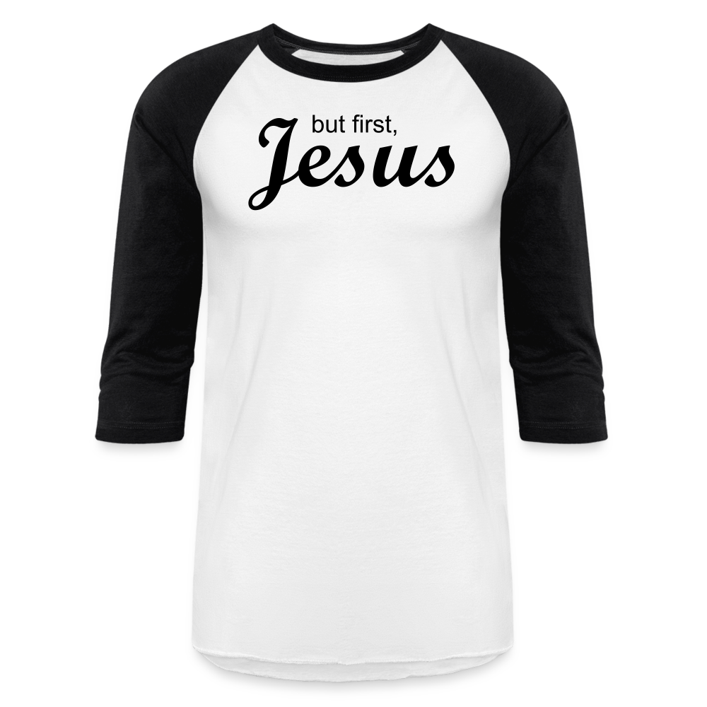 But First Baseball T-Shirt - white/black