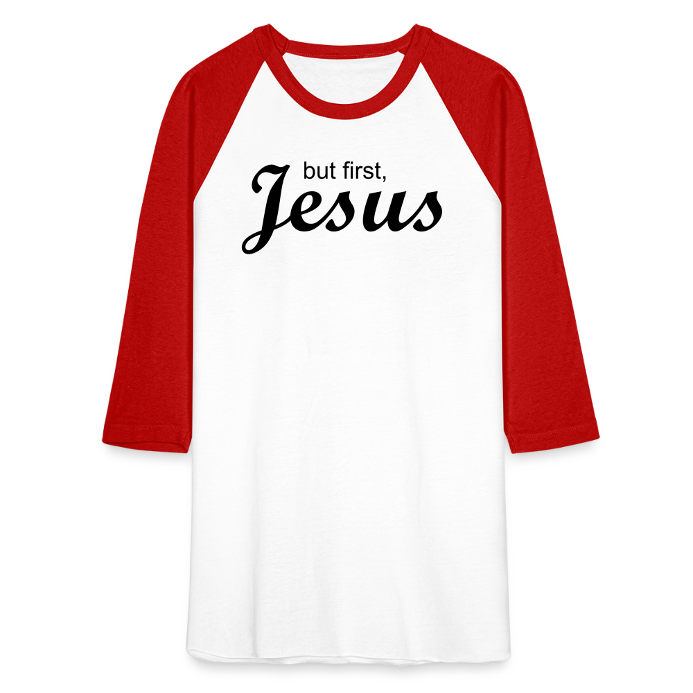 But First Baseball T-Shirt - white/red