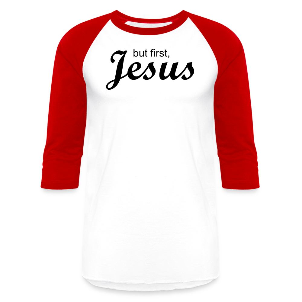 But First Baseball T-Shirt - white/red