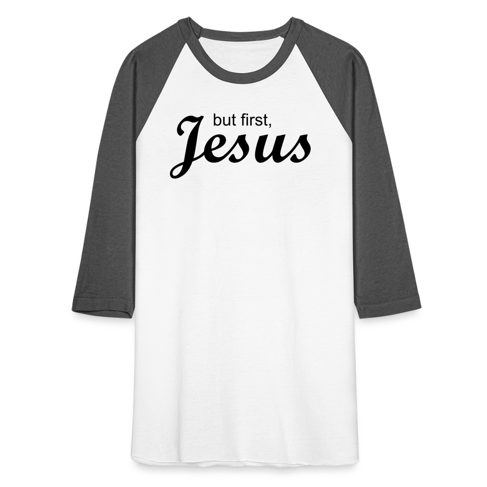But First Baseball T-Shirt - white/charcoal