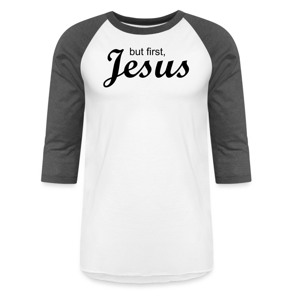 But First Baseball T-Shirt - white/charcoal